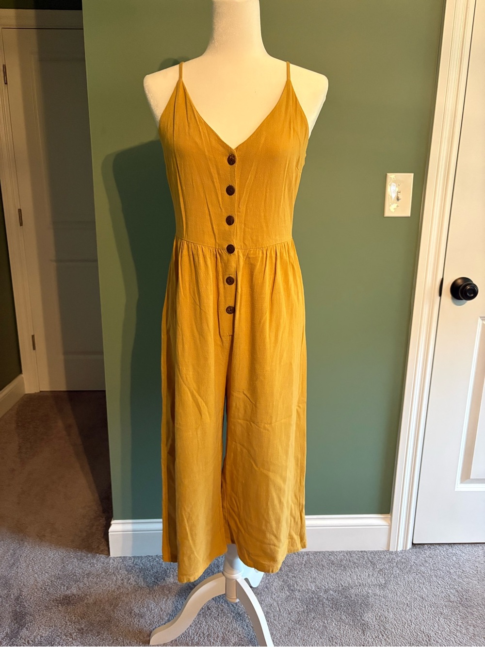 Mustard Yellow Button-Down Jumpsuit